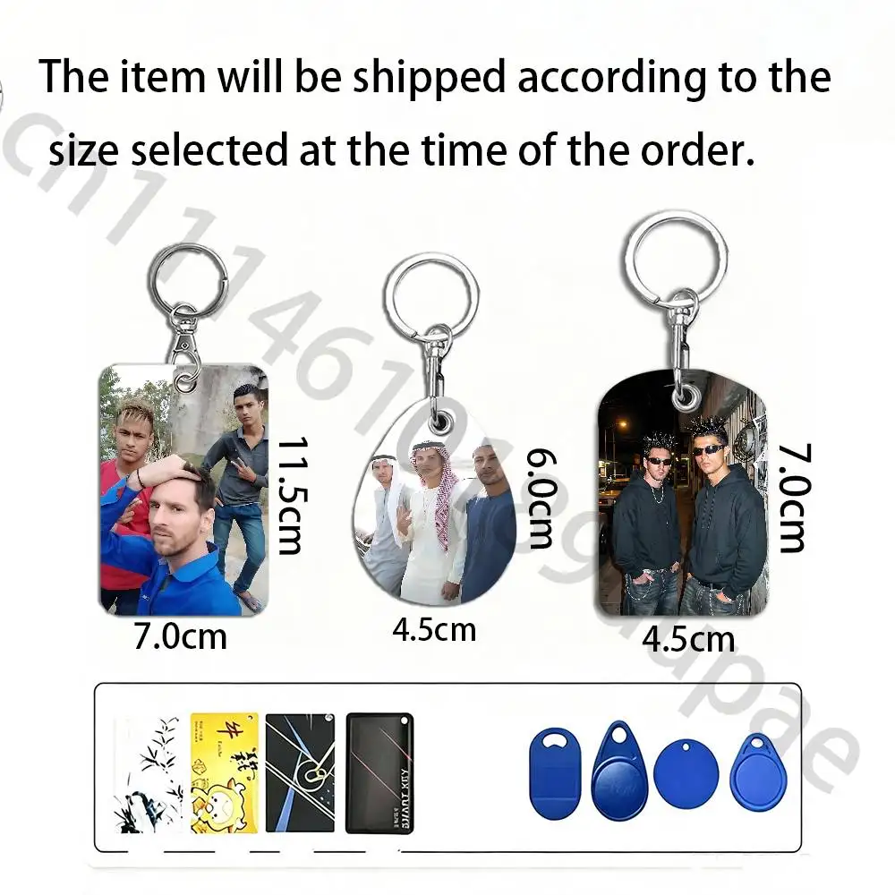 Goofy and funny C-Cristiano Ronaldo Protective Printed Leather Card Case Metal Keychain for Bank Credit Bus Subway ID Cards