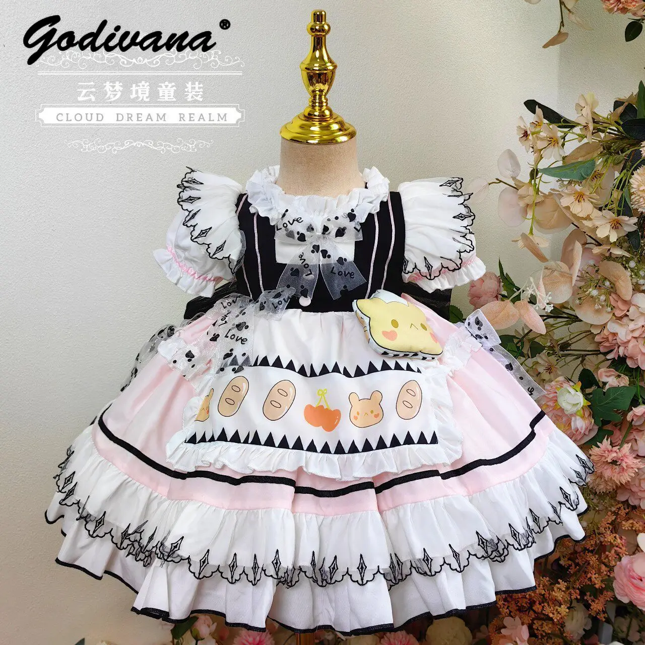 2026 New Summer Baby Girls Cute Pink Color Block Lolita Princess Dress Childrens Fashion Short Puff Sleeve Tulle Bow Ball Gown