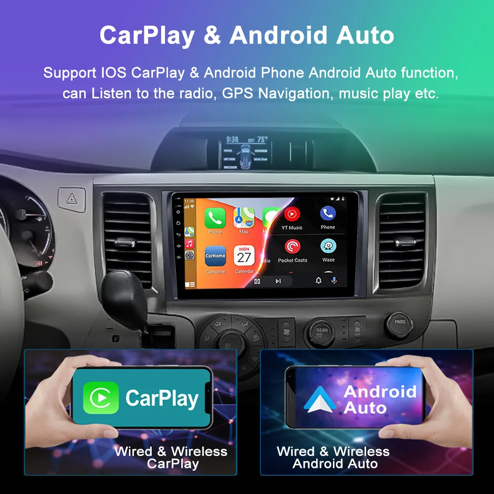 Leeocar For Toyota Sienna 2011-2014 Android Touch Screen Car Radio WiFi GPS Navigation Auto Carplay Multimedia Player Head Unit
