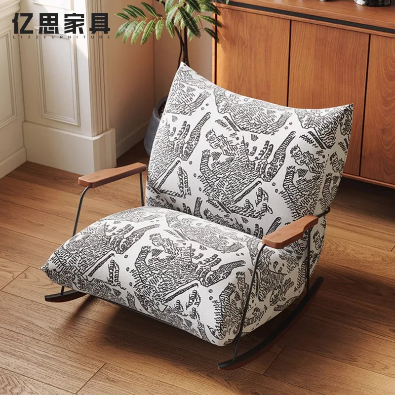 

HYS medieval style leisure chair simple single rocking chair living room balcony home villa rocking chair retro style