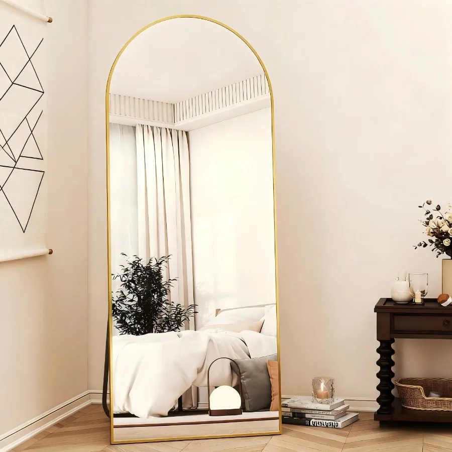 

56"x21" Arched Full Length Mirror Freestading Full Body Floor Mirror Gold