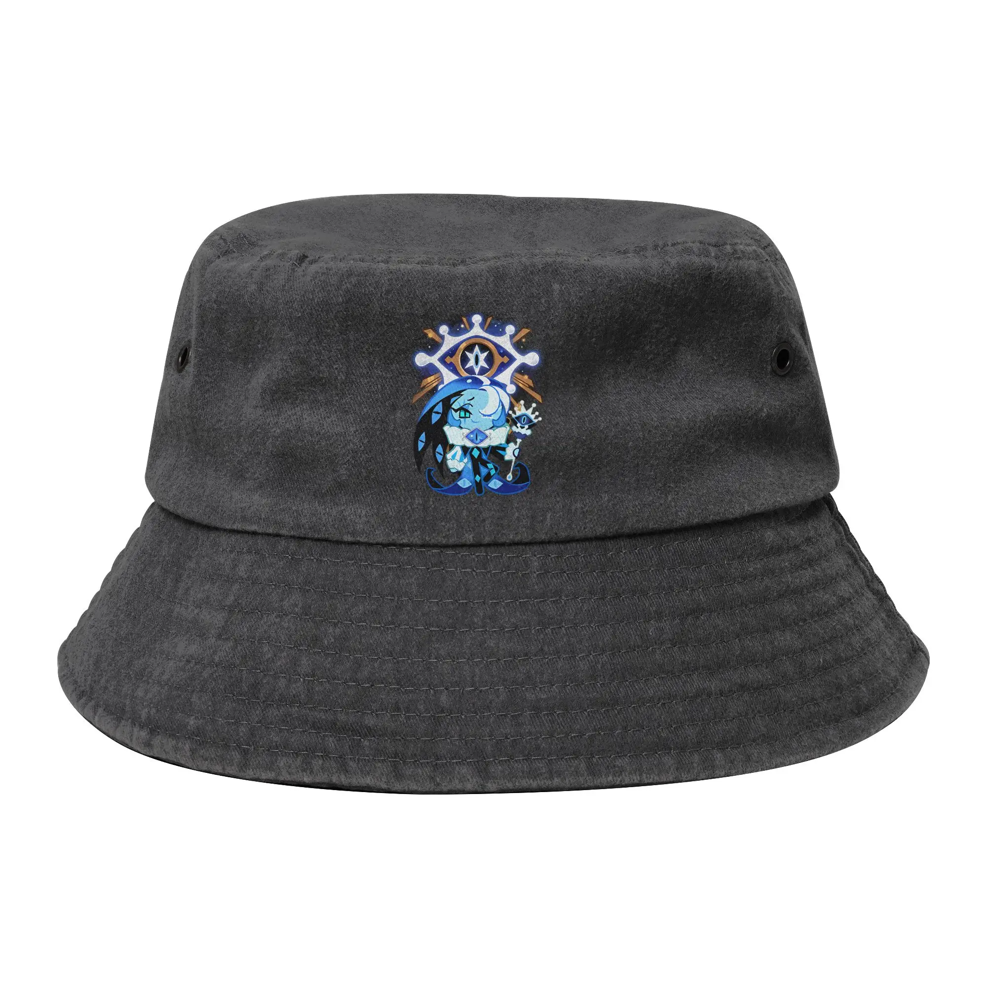 Beach Shadow Milk Cookie Run Kingdom Bucket Hat Unisex Distressed Denim Sun Hat Cute Cartoon Anime Bob Fishing Cap