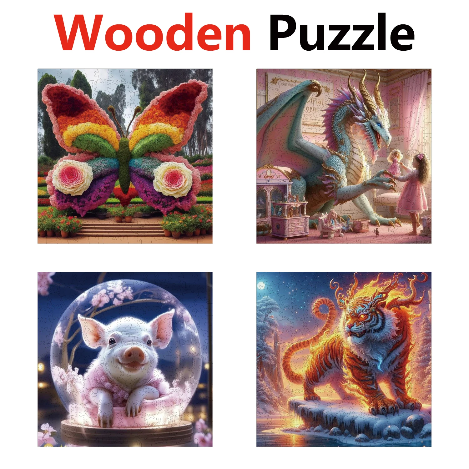 

Пазлы с изображением бабочки, дракона, свиньи, тигра, животных, высококачественные головоломки, деревянные головоломки, лучший рождественский подарок