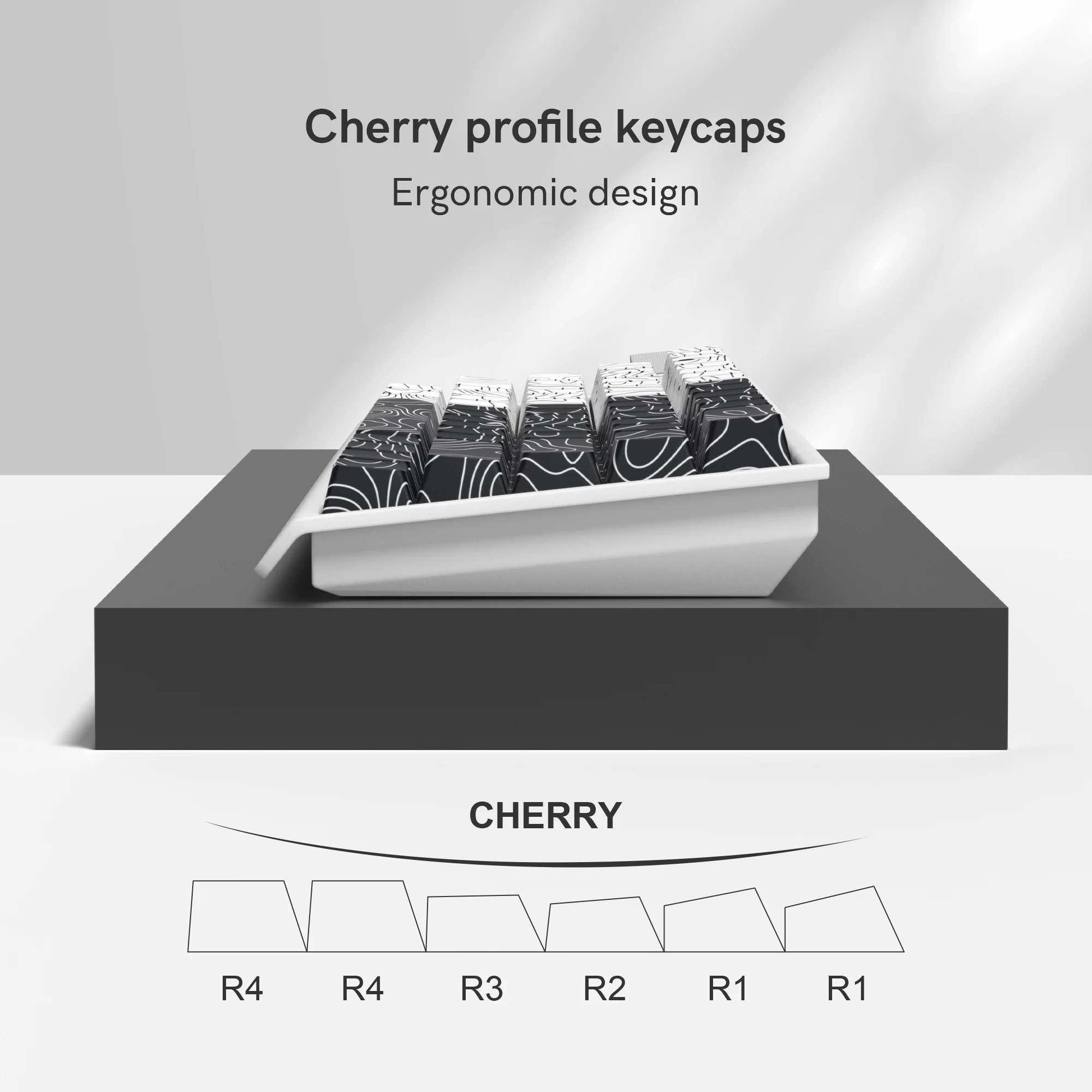 Imagem -05 - Teclas Branco Preto Impressão Lateral Topográfica Lados Corante-sub Pbt Keycap Retroiluminado Cereja Perfil Chave para Teclado Mecânico 131