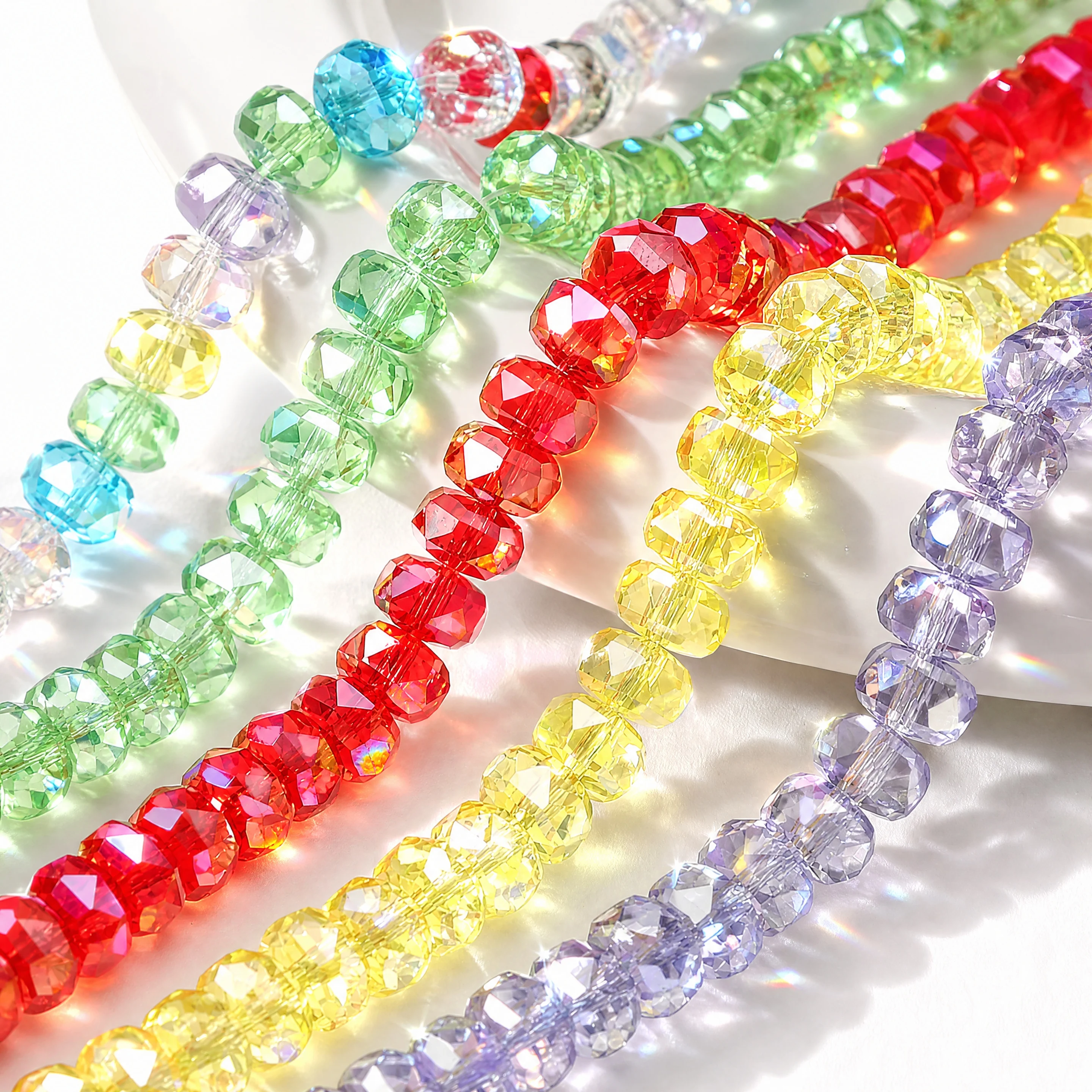 8x5mm 60Pcs Sparkling Faceted Rondelle Glass Crystal Beads Loose Spacer Beads for Jewelry Making DIY Bracelet Necklace Earring