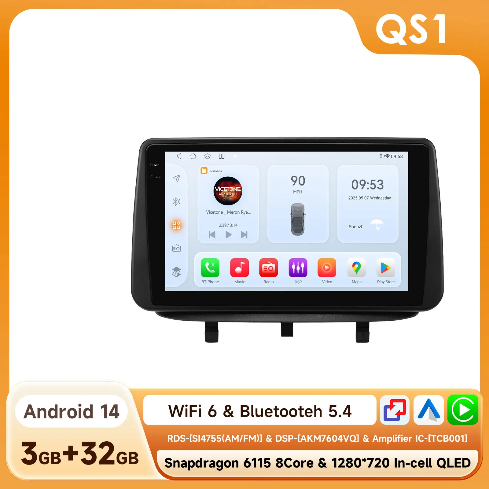 OSSURET AI Carplay Android 14 autoradio voor Opel Meriva B 2009 - 2014 GPS Multimedia 4G DSP BT RDS 360Camera met Snapdragon 6115