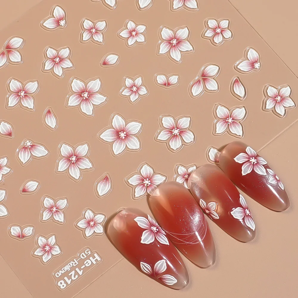 Pegatinas de uñas de mariposa Floral Multicolor en relieve 5D, calcomanías en relieve de estilo IG a la moda de verano para mujeres, decoraciones de manicura DIY