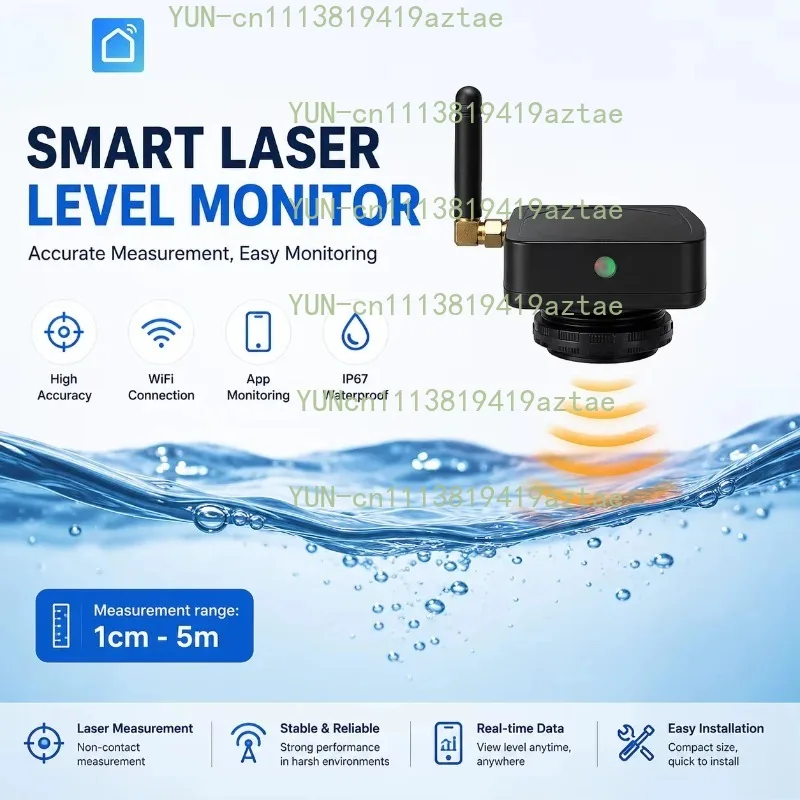 WiFi Liquid Level Sensor 5m Detecting Range Low‑Power App Alarm For Tank IoT Monitoring Device