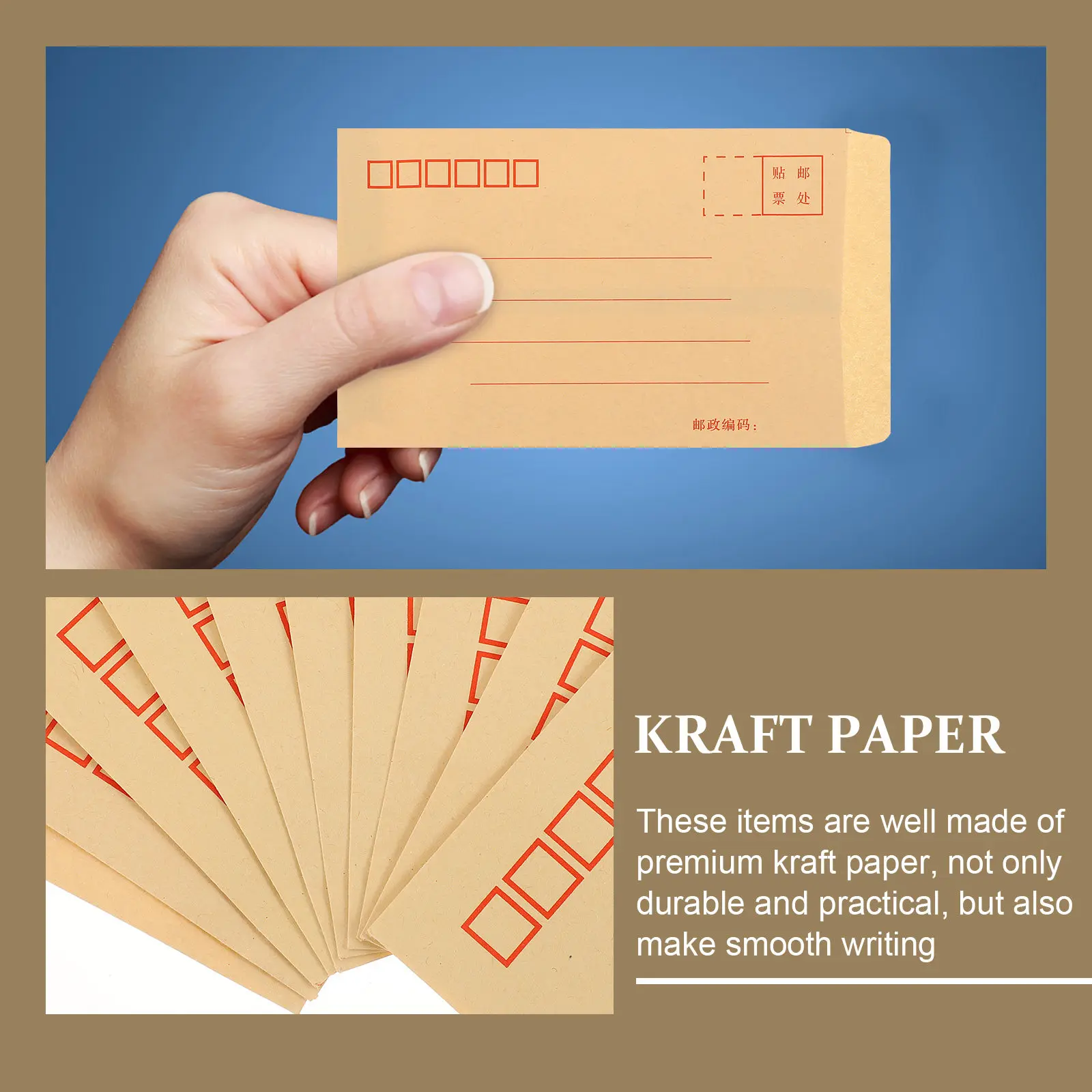 

200Pcs Kraft Envelope Yellow Blank Retro Portable Letter Container for Gifts Parties Banquets Small Items Stamps Post Tools