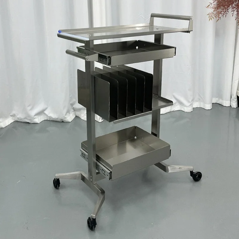 Hair Salon Multifunctional Tool Cart Stainless Steel Dyeing Cream Tool Cart Beauty Salon Shelf Perm Dyeing Tool Cart