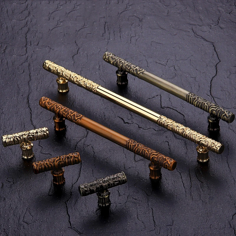 Vintage Antique Bronze Cabinet Handles and Knobs Drawer Knob Wardrobe Door Pulls Chinese Style Furniture Hardware