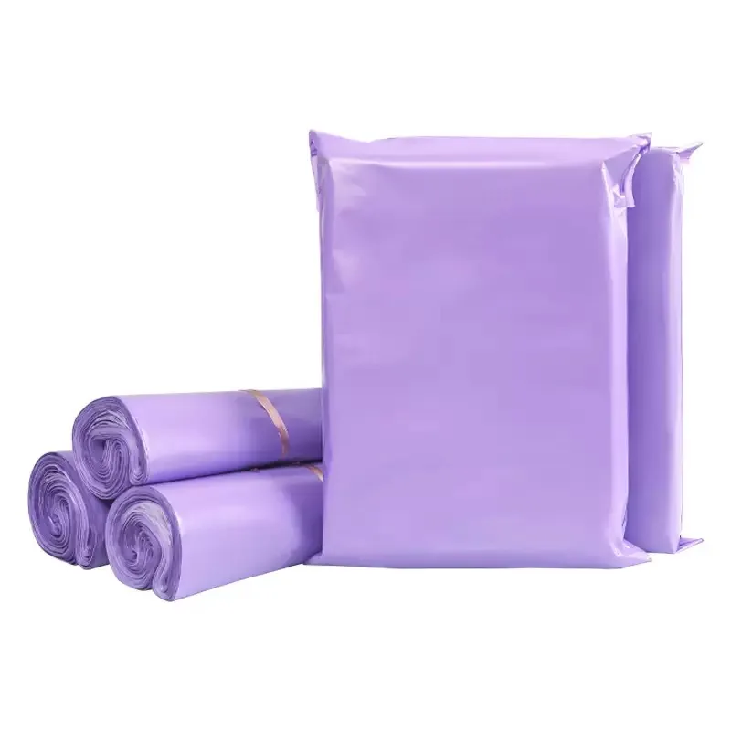 50 unidades/pacote luz roxo envelope saco de armazenamento pe plástico correio saco de transporte à prova dwaterproof água auto adesivo selo bolsa sacos de correio