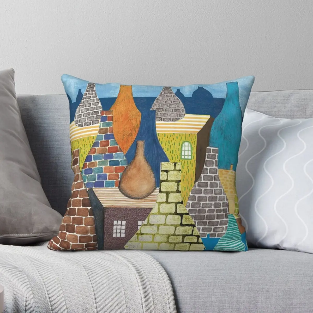 Stoke On Trent Potteries Square Pillowcase Polyester Linen Velvet Printed Zip Decor Throw Pillow Case Home Cushion Case