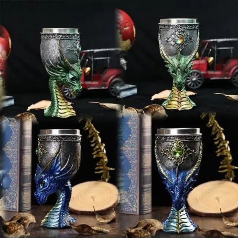 Commemorative 3d Mug Creative Monster Dragon Coffee  Retro Mark Cup Sea Glass Sunset Mug Skull Head Dragon Head Red Wine Glass