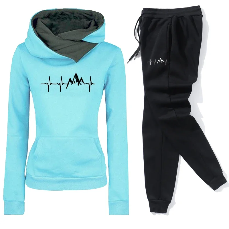 Diário outono inverno qualidade hoodies agasalho feminino casual impressão única calças esportivas conforto ao ar livre jogging ginásio mulher moda