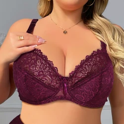 BEAUWEAR Plain Floral Lace Bra for Woman Plus Size Bra with Wire no Foam Full Cup Lingerie