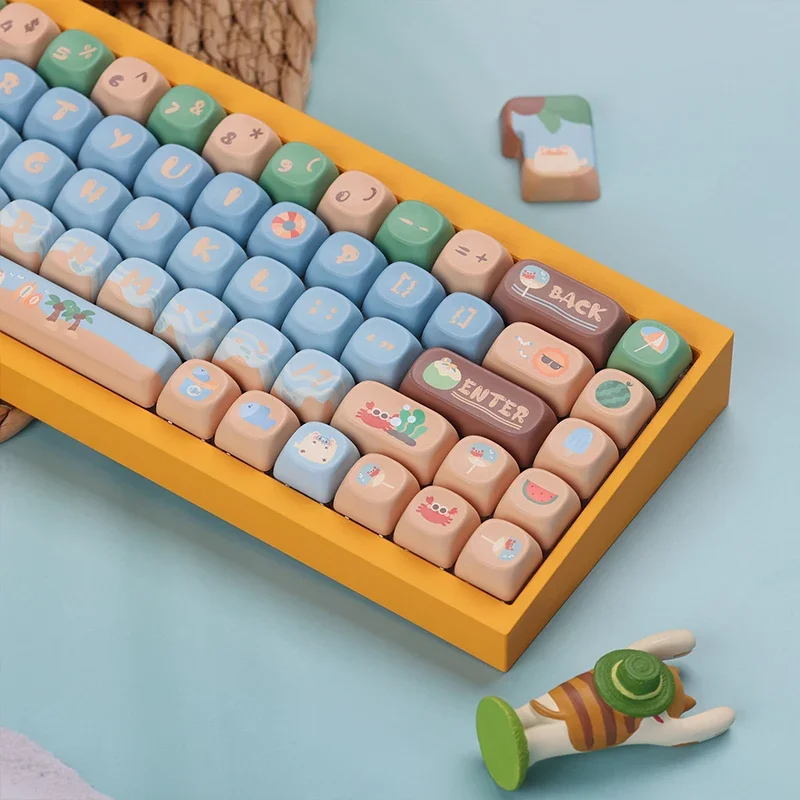 Custom mechanical keyboard PBT material moa highly sublimated process, beach coconut keycaps