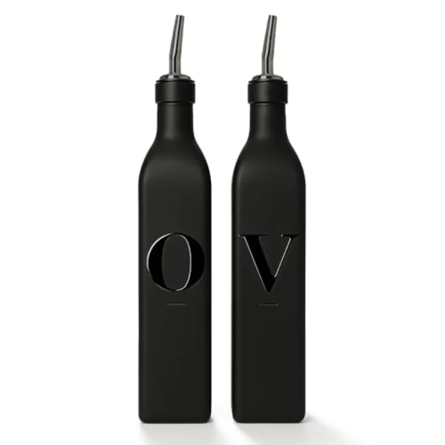 

Набор диспенсеров для оливкового масла и уксуса с носиками из нержавеющей стали и воронкой - Элегантный дозатор для кухни - 5 шт.