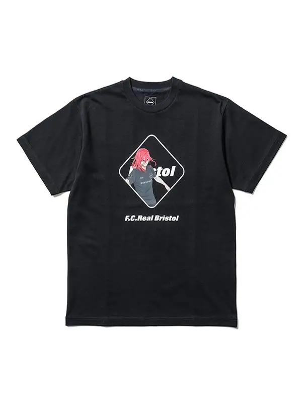 تي شيرت F.C.Real Bristol X BLUE LO بتصميم أنيمي، قميص بأكمام قصيرة للجنسين، نمط للأزواج، قطن خالص، مريح وقابل للتنفس