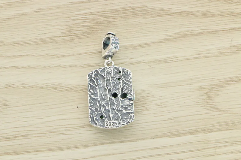 Trendy men's S925 sterling silver Thai silver skull square card single universal buckle pendant retro street versatile pendant n