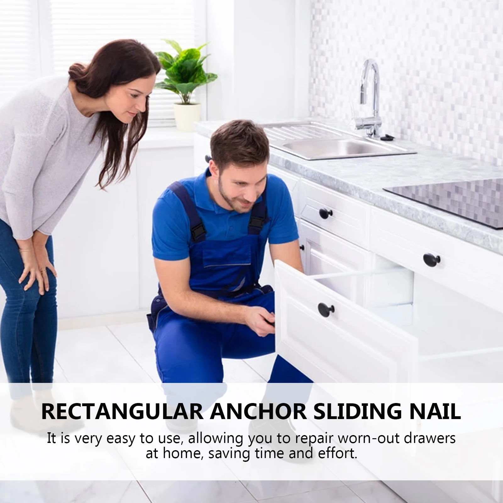 

40Pcs Furniture Sliding Nails Rectangular Plastic Drawer Slide Repair Kit Smooth Gliding for Dresser Cabinets Home Use Small