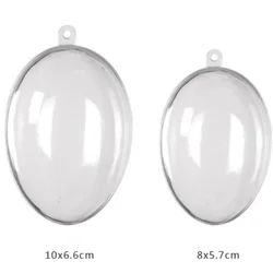 Transparent Open Plastic Christmas Ball, Food Grade, Egg Shaped, Bauble for Xmas Party, Kids Gift, Present Box Decoration,10 Pcs