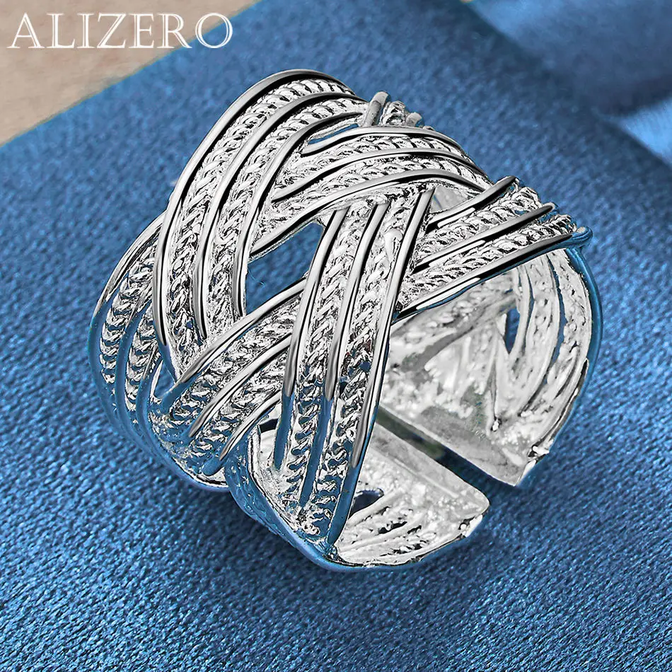 

ALIZERO 925 Sterling Silver Ring Weaving Ring For Women Wedding Engagement Rings Adjustable Opening Ring Fashion Jewelry