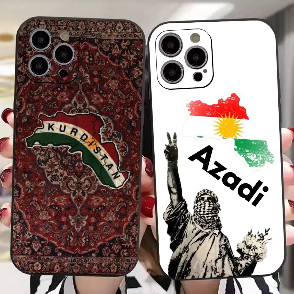 

K-Kurdistan Flag Logo Support Phone Case For iPhone 17, 16,15,14,13,12,11 Plus,Pro Max, Others Soft Black Cover