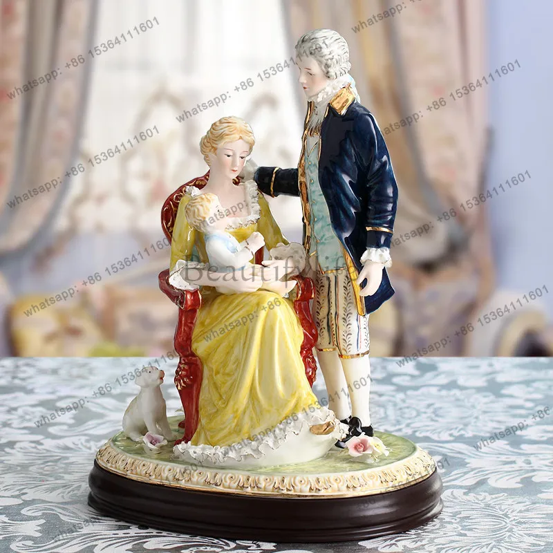 Ceramic puppet wedding gift ornament couple European luxury home jewelry pure handmade high-end