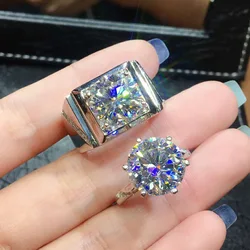 Handmade Male 5ct Lab Moissanite Diamond Ring 925 sterling silver Engagement Wedding band Rings for Men Party Gift