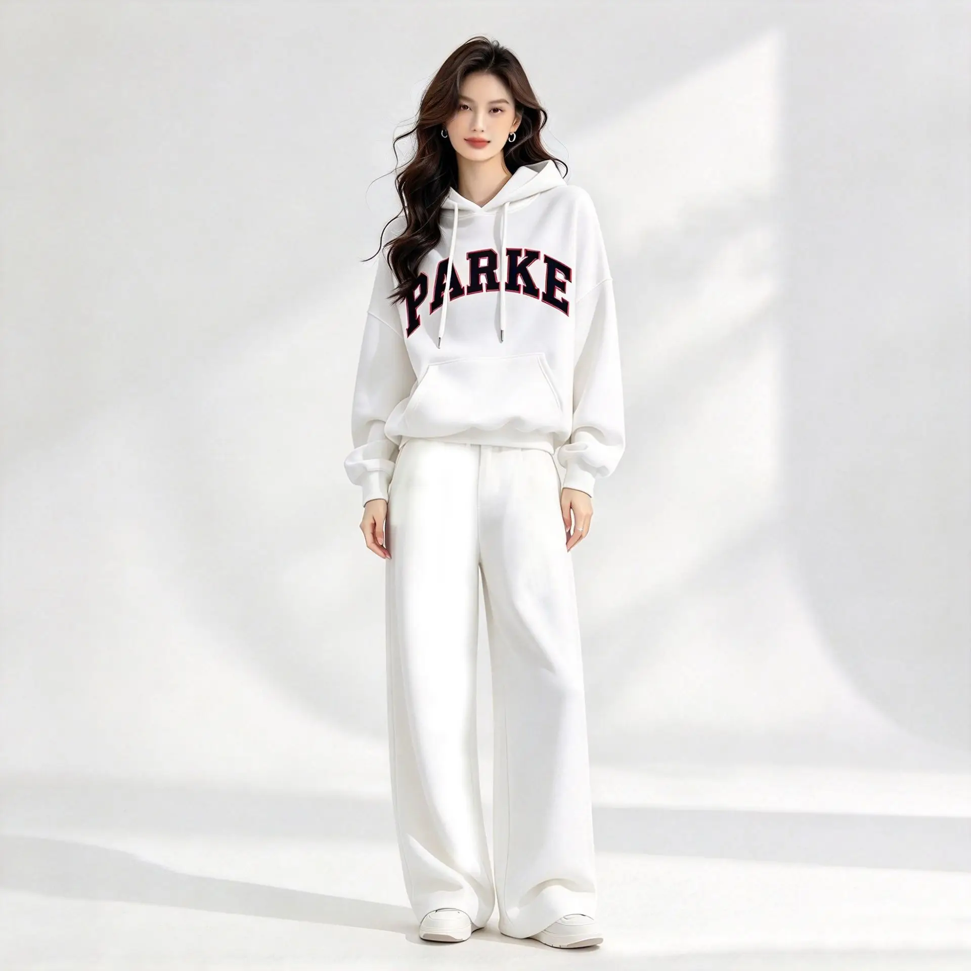 Conjunto de sudadera y pantalones de algodón PARKE para mujer, con estampado de letras, ideal para uso casual, deportes y actividades físicas, para otoño e invierno.