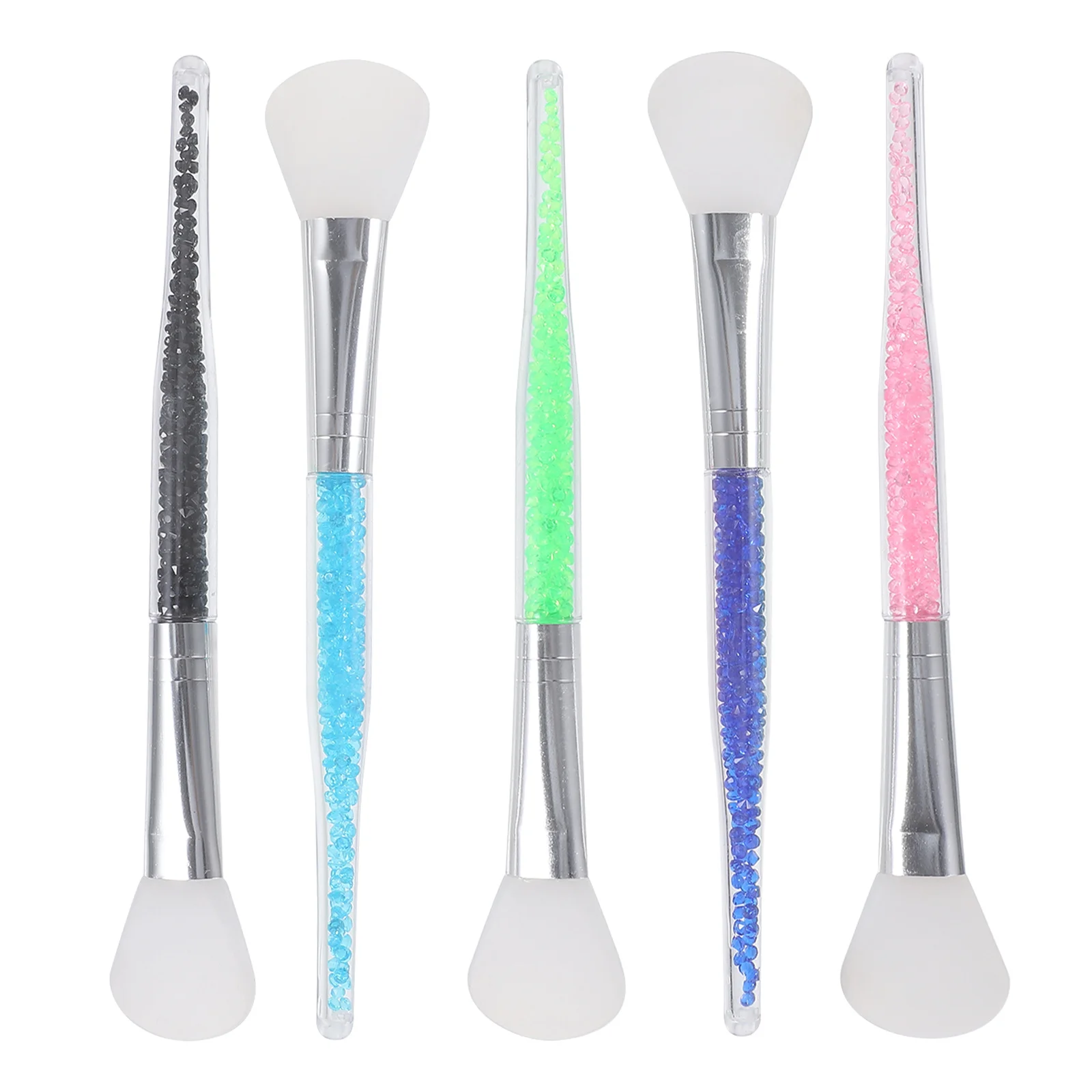 

5pcs Silicone Facial Brush Fan-Shaped Face Mask Applicator Nonstick Heat Resistant Lightweight Portable Makeup Tool For