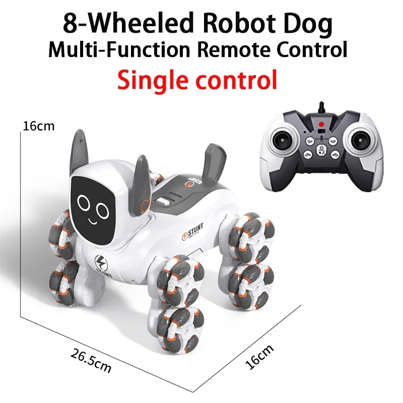2025年新型8輪キッズリモコンロボット犬 - 充電式音楽とLEDモデルのおもちゃ、子供への誕生日プレゼント