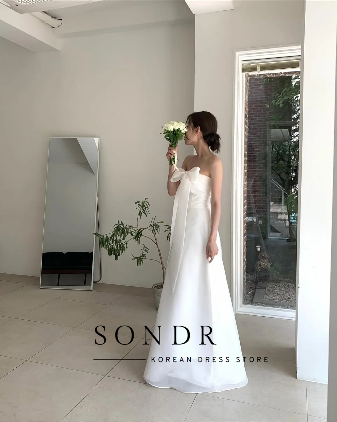Sondr Strapless Bow Korean Wedding Dresses Floor-Length Elegant Photo Shoot Gown for Bride Customized Evening Party Dresses