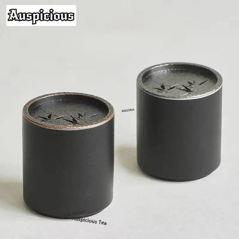 ZAEYORIA Creative Bamboo Black Ceramic Jianshui Ashtray Tea Wash Bowl Tea Garbage Can Tea Residue Barrel Chaxi Tearoom Craft