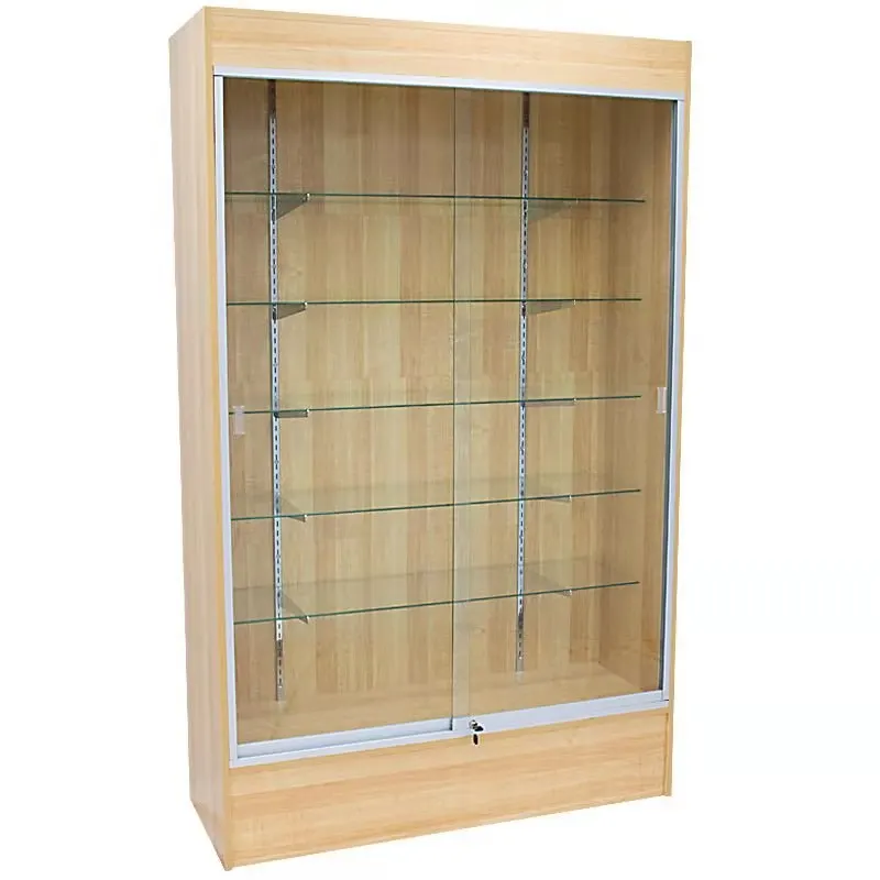 Customized-Popular FullWooden Tempered Glass Display Showcase Lockable Top Led Light Cabinet Products Display