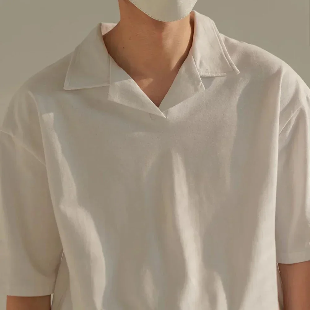 

2XL V Neck Short Sleeve Fashion Casual Short Sleeve Loose Fit Slight Stretch Fabric Summer Fashion Style Vacation Suitable