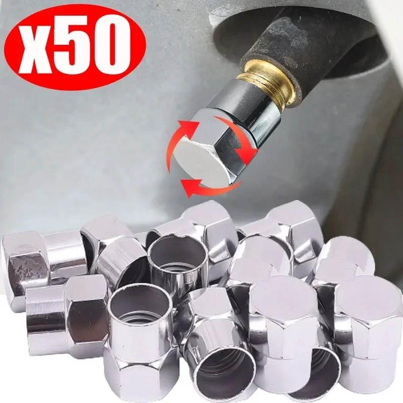 1-50pcs Car Tire Valve Stem Caps Hex Tyre Valve Stem Cover Universal for All Tire Valves Accessories Wheel Rim Tire Valve Caps