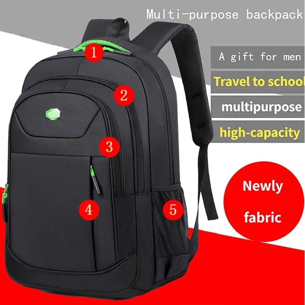 Nylon Students Daypack Anti-splash Water Scratch Prevention Large Capacity School Bag Contrast Color Polyester Laptop Backpack