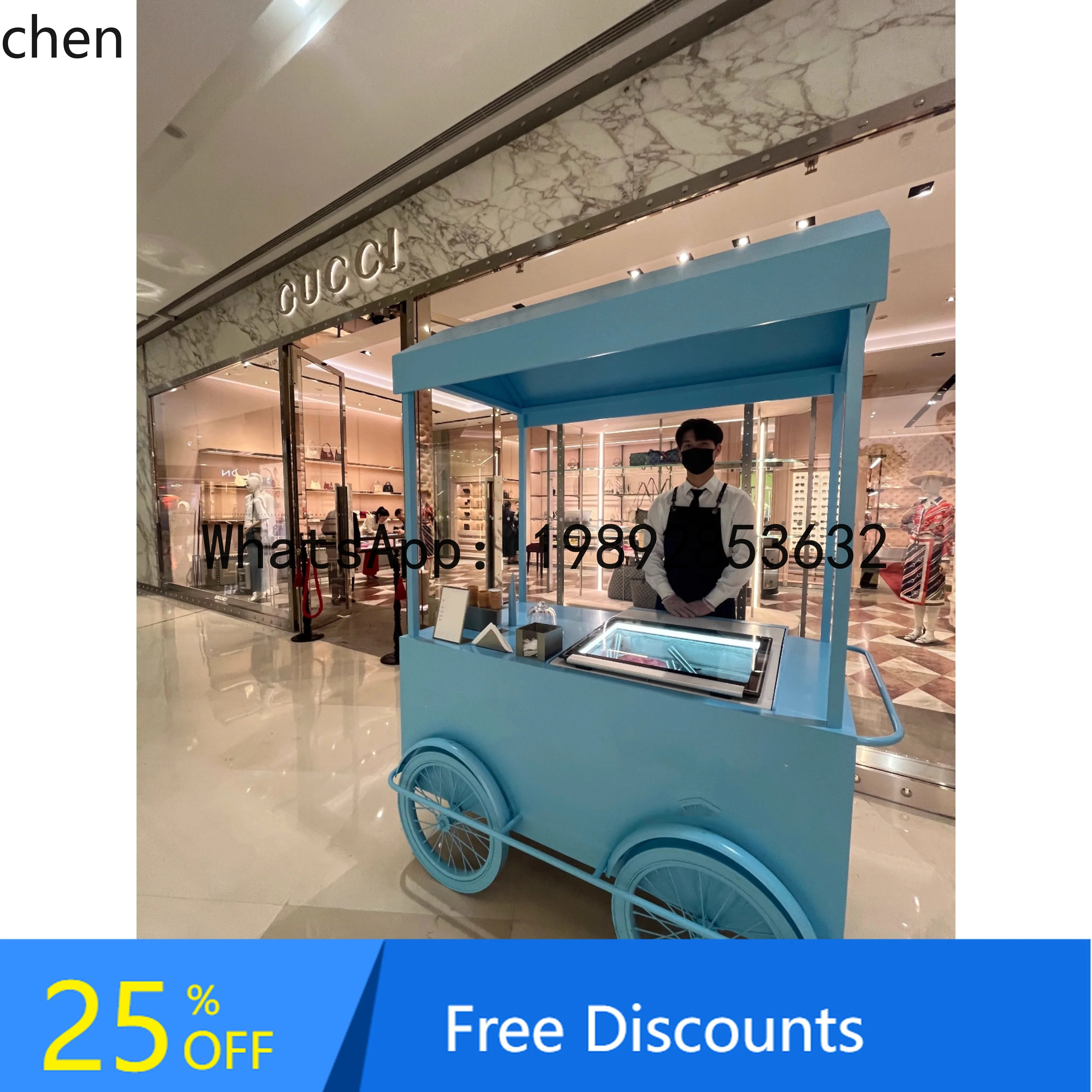 BB  Ice Cream Stall Car Mobile Sale Desktop Ice Cream Display Cabinet Promotional Car Outdoor Stall Commercial Meals