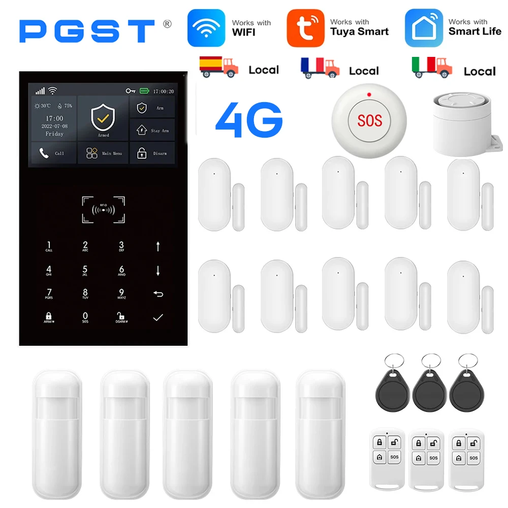 Sistema di sicurezza allarme 4G Kit protezione antifurto GSM Tuya Smart Home con sensore per porte e finestre per l'ufficio dell'appartamento della casa familiare