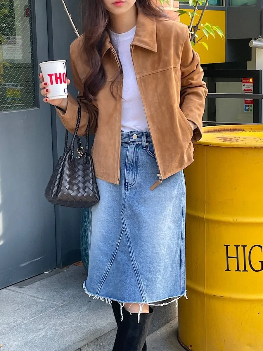 Koreanischer Chic 2026 Herbst Neuer Stil Stehkragen Kunstleder-Samt-Jacke mit Reißverschluss Coole Kurze Mantel-Oberteile für Damen – Detail 6