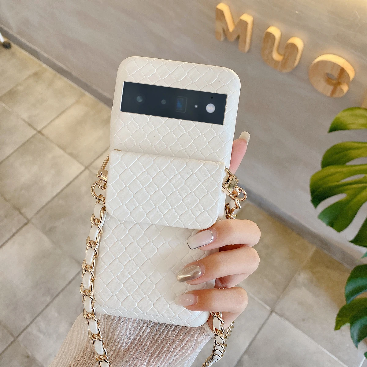 Luxury Lanyard Woven Pattern Leather Card Holder Wallet Case For Google Pixel 8 7 6 Pro 7a 6a 4 XL Shockproof Cover