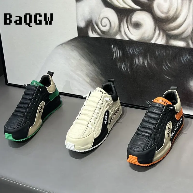 Zapatos informales de cuero para hombre, zapatillas de deporte masculinas para caminar al aire libre, correr, tenis de diseñador de lujo, mocasines