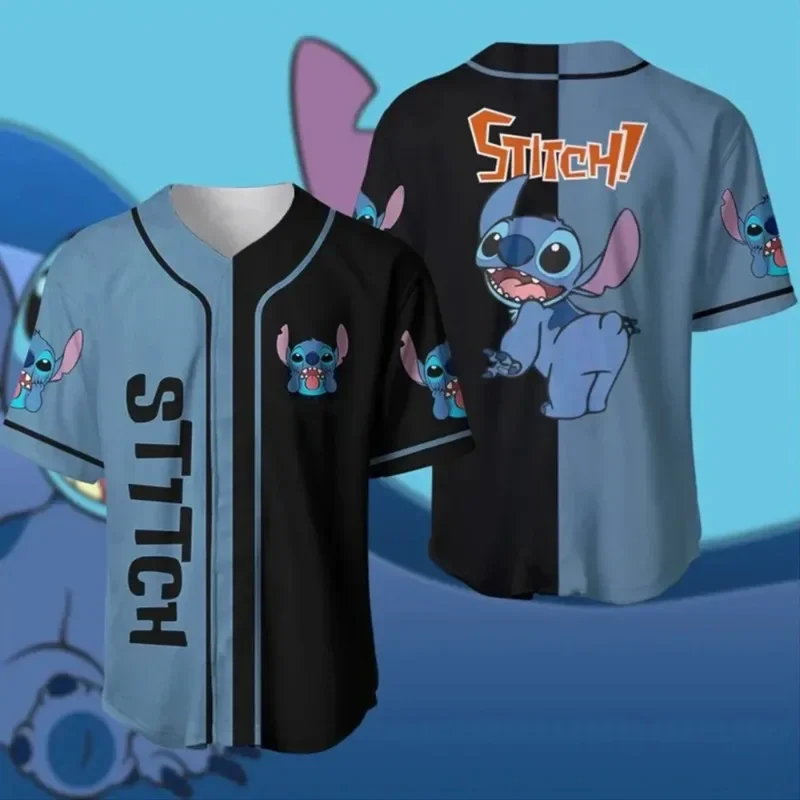 Disney 2024 New Summer Vintage Stitch/ Angel  Jersey Shirt Stitch Gift for Sport Oversized Baseball Jersey Special Edition