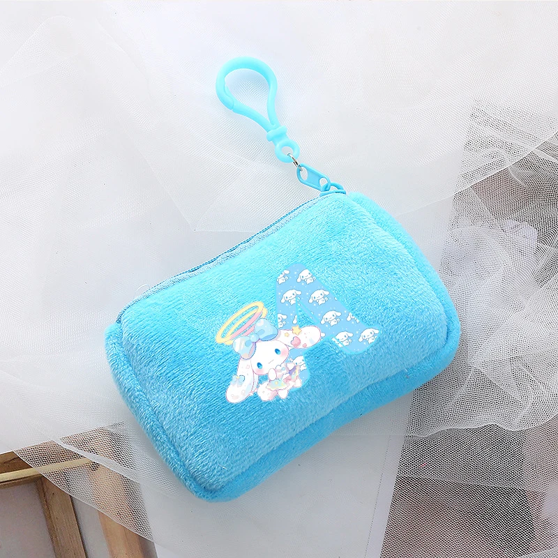 

Sanrio Cinnamoroll Square Coin Purse Cartoon Letter A-Z Printed Wallet Boys Girls Portable Kawaii Mini Money Pouches Kids Gifts