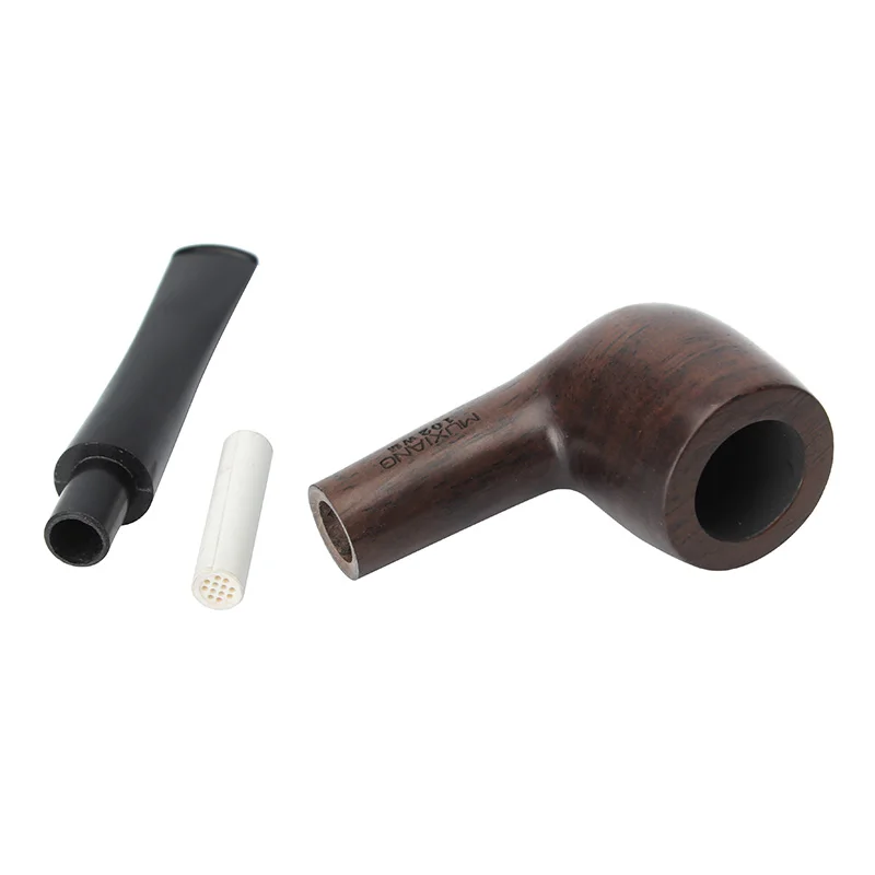 Straight handle billiard tobacco pipe, acrylic long stem, 9mm pipe channel, sandalwood solid wood pipe，father gift，length 145mm