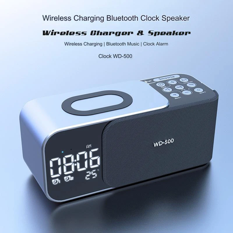 Retro Bluetooth Speaker Stereo FM Radio Alarm Clock Multi-function Bluetooth Speaker 10W Wireless Charger TF Card Sound Box