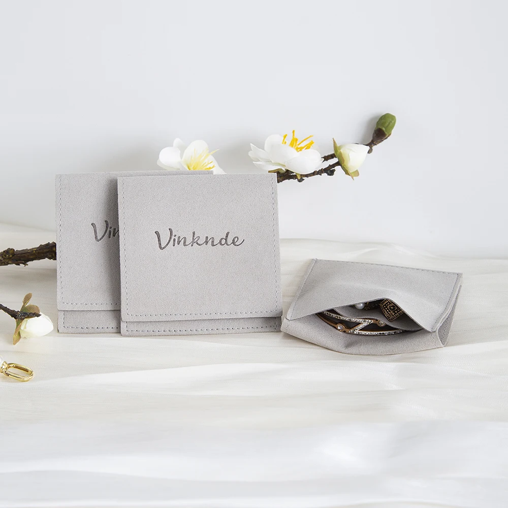 

100 шт., оптовая продажа с логотипом, оптовая продажа, серые сумки для упаковки ювелирных изделий из микрофибры, аксессуары для хранения, сумки, браслеты, кольцо