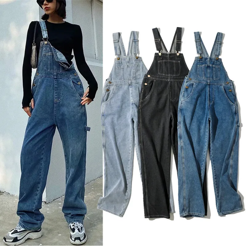 

Autumn Winter New Workwear Style Wide-Leg Overalls Women Loose Slimming Versatile Straight-Leg Pants Trendy